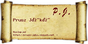 Prusz Jákó névjegykártya